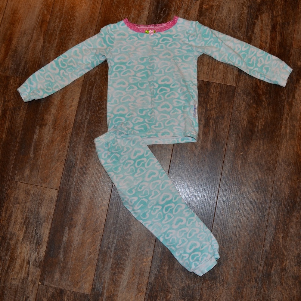 Max & Olivia Teal Pajamas w/Hearts